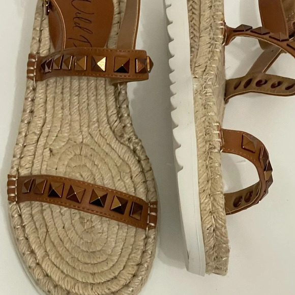 WILD PAIR Studded Espadrille wedge Sandals metallic cognac brown size 7.5 - Picture 4 of 16